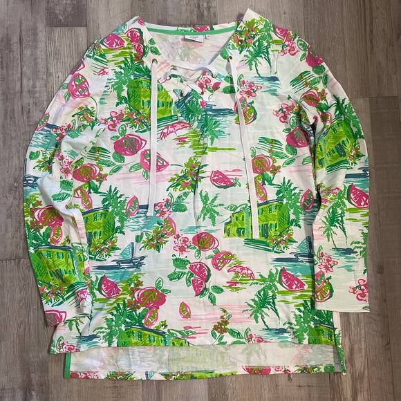 Crown & Ivy Beach long sleeve swim suit coverup in Beach Blossoms size Med - Picture 5 of 14